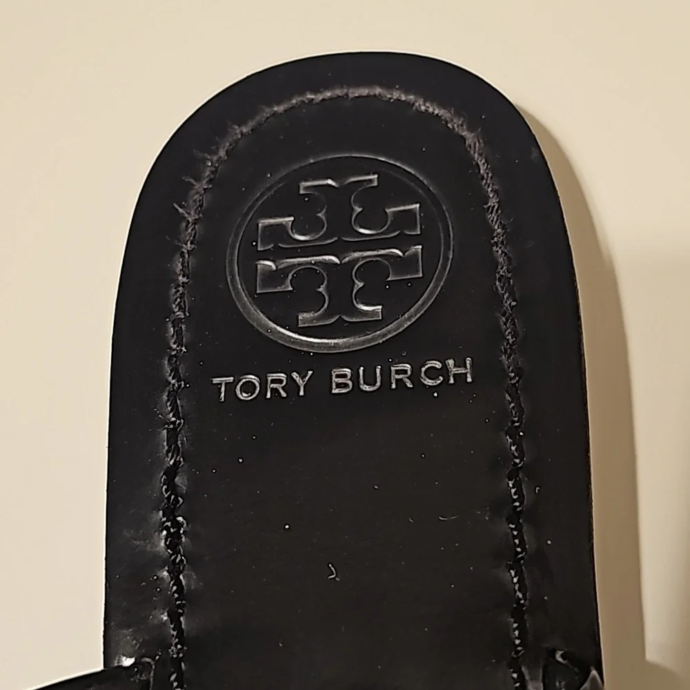 Tory Burch Black Sandal with Gold Logo Accent